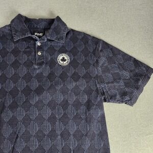 Ping Collection Mens Small Gray Argyle Polo Sugar Mountain Golf Club Cotton